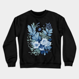 Blue Watercolor Bouquet of Flowers Crewneck Sweatshirt